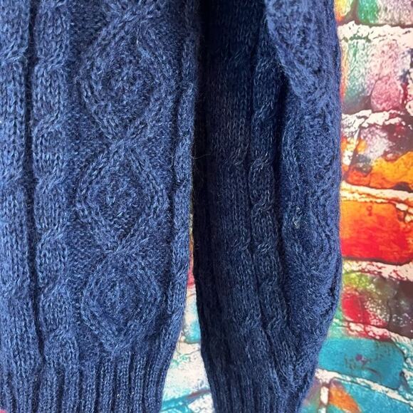 Vintage Knit Knit Mohair Acrylic Blend Chunky Blue Sweater Medium - Picture 4 of 5
